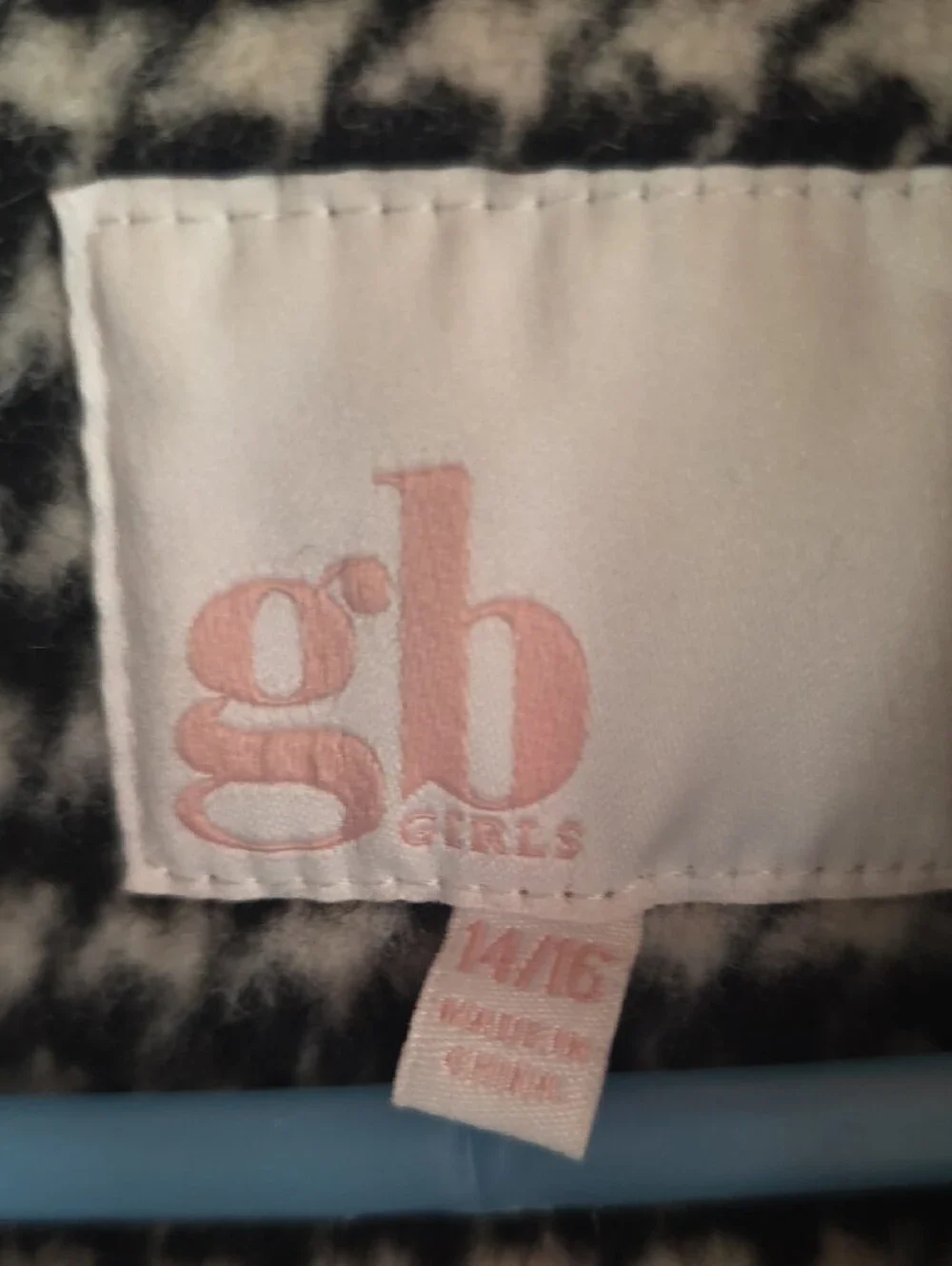 GB girls Black & White Houndstooth Pea Coat